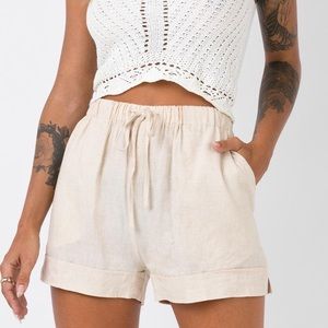 Serafina Linen Blend Shorts Beige